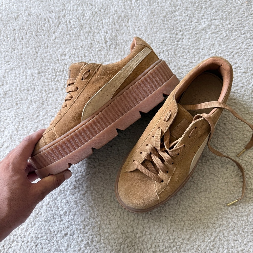 Puma FENTY Tan Suede Platform Sneakers